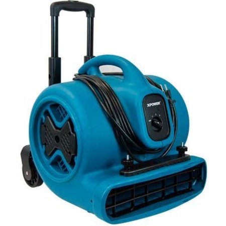 XPOWER MANUFACURE XPOWER Stackable Air Mover With Telescopic Handle & Wheels, 3 Speed, 1/2 HP, 2800 CFM P-630HC